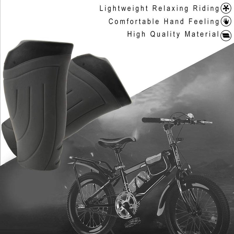 TOPCABIN Bike Grips 2PCS 90mm Length Bike Handlebar Grips Short Mini Bicycle Handlebar Grips Two-color Rubber Ergonomic Design (Black+Grey 90mm Length) - Image 4